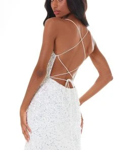 Ashley Lauren - 4395 Spaghetti Strap Open Back Fully Beaded Dress