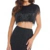 Ashley Lauren - 4397 Two Piece Sequined Fringe Fitted Dress