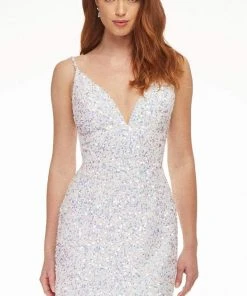 Ashley Lauren - 4436 Plunging V-Neck Empire Sheath Dress