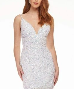 Ashley Lauren - 4436 Plunging V-Neck Empire Sheath Dress