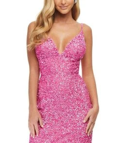 Ashley Lauren - 4436 Plunging V-Neck Empire Sheath Dress