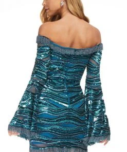 Ashley Lauren - 4440 Sequin And Fringed Short Fancy Dress