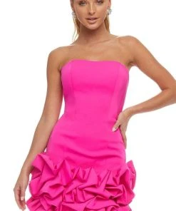 Ashley Lauren - 4443 Strapless Minimal Ruffled Short Dress