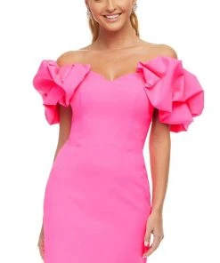 Ashley Lauren - 4451 Ruffled Sleeves Off Shoulder Dress 10 Ashley Lauren - 4451 Ruffled Sleeves Off Shoulder Dress