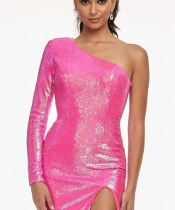 Ashley Lauren - 4455 Sequined Asymmetric Sheath Dress