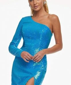 Ashley Lauren - 4455 Sequined Asymmetric Sheath Dress