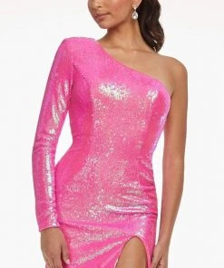 Ashley Lauren - 4455 Sequined Asymmetric Sheath Dress