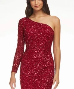 Ashley Lauren - 4457 Full Sequins One Shoulder Fitted Cocktail Dress