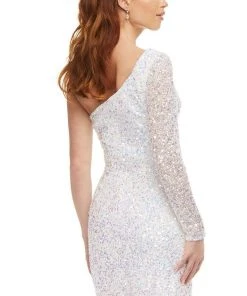 Ashley Lauren - 4457 Full Sequins One Shoulder Fitted Cocktail Dress