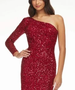Ashley Lauren - 4457 Full Sequins One Shoulder Fitted Cocktail Dress