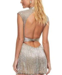 Ashley Lauren - 4460 High Neck Fitted Romper