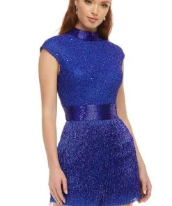 Ashley Lauren - 4460 High Neck Fitted Romper