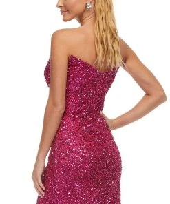 Ashley Lauren - 4474 V-Neck Sheath Cocktail Dress