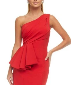 Ashley Lauren - 4478 Asymmetric Pleated Short Dress