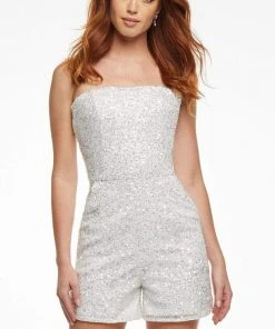 Ashley Lauren - 4479 Strapless Sequined Romper