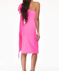 Ashley Lauren - 4480 Bow Tie Single Shoulder Midi Dress 12 Ashley Lauren - 4480 Bow Tie Single Shoulder Midi Dress