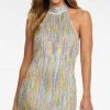 Ashley Lauren - 4486 Halter Rainbow Fringe Short Dress 1 Ashley Lauren - 4486 Halter Rainbow Fringe Short Dress