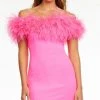 Ashley Lauren - 4490 Off Shoulder Feather Short Dress