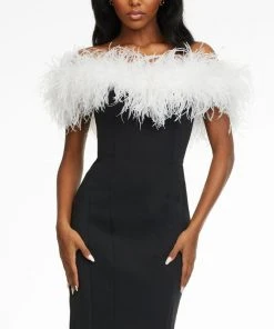 Ashley Lauren - 4490 Off Shoulder Feather Short Dress 11 Ashley Lauren - 4490 Off Shoulder Feather Short Dress