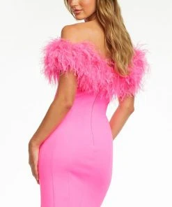 Ashley Lauren - 4490 Off Shoulder Feather Short Dress 10 Ashley Lauren - 4490 Off Shoulder Feather Short Dress