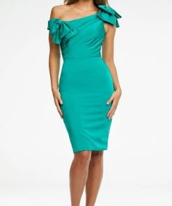 Ashley Lauren - 4494 Asymmetric Ruched Sheath Dress
