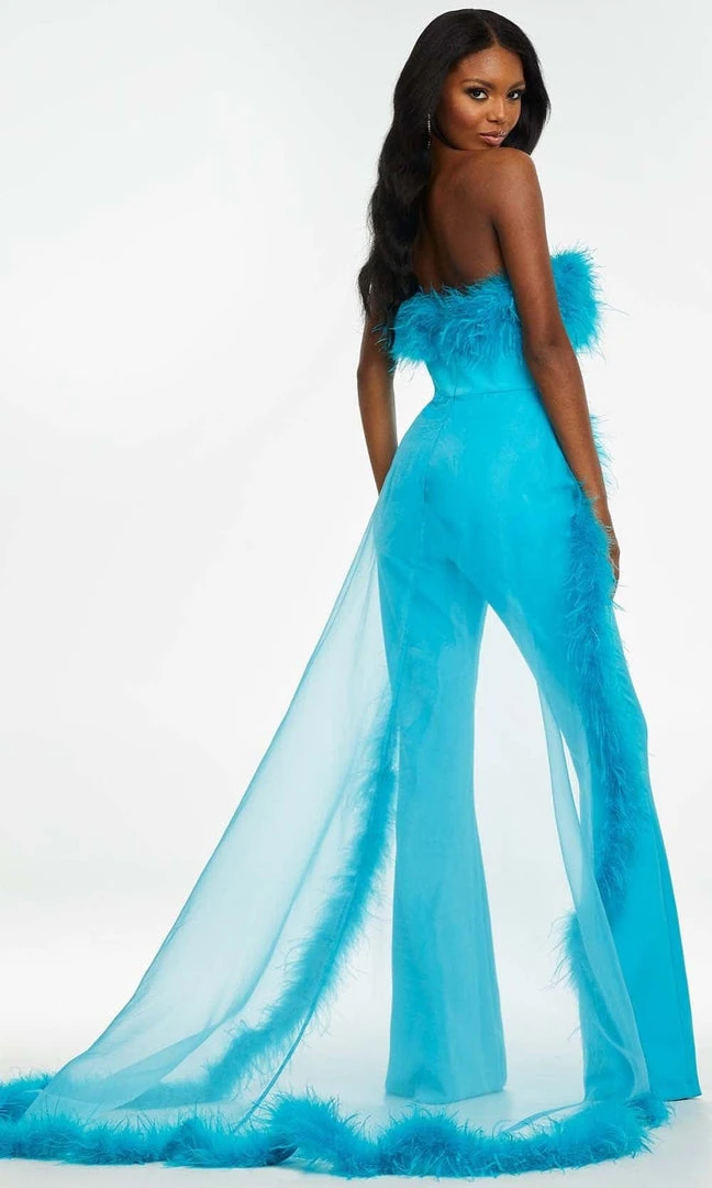 Ashley Lauren - Strapless Feather Overskirt Jumpsuit 7 Ashley Lauren - Strapless Feather Overskirt Jumpsuit