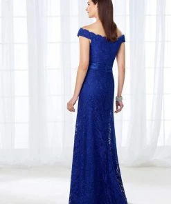 Cameron Blake By Mon Cheri Cameron Blake - 118670 Off-the-Shoulder Scalloped Lace Evening Gown