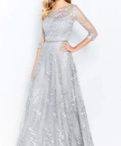 Cameron Blake By Mon Cheri Cameron Blake - 118682 Quarter-Length Sleeve A-line Gown 11 Cameron Blake By Mon Cheri Cameron Blake - 118682 Quarter-Length Sleeve A-line Gown