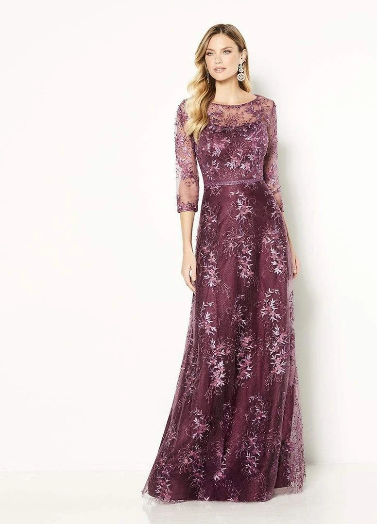 Cameron Blake By Mon Cheri Cameron Blake - 118682 Quarter-Length Sleeve A-line Gown 6 Cameron Blake By Mon Cheri Cameron Blake - 118682 Quarter-Length Sleeve A-line Gown