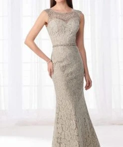 Cameron Blake By Mon Cheri Cameron Blake - 218606 Illusion Beaded Neckline Trumpet Gown