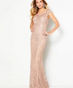 Cameron Blake By Mon Cheri Cameron Blake - 219680 Bedazzled Scoop Neck Sheath Dress