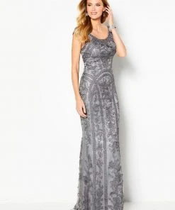 Cameron Blake By Mon Cheri Cameron Blake - 219680 Bedazzled Scoop Neck Sheath Dress