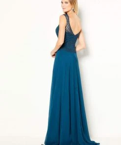 Cameron Blake By Mon Cheri Cameron Blake - 219690 Embroidered V-neck Chiffon A-line Gown