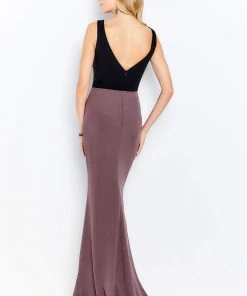 Cameron Blake By Mon Cheri - 120601 Two Toned Scoop Sheath Dress