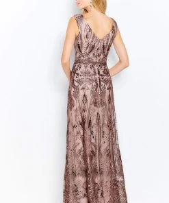 Cameron Blake By Mon Cheri - 120616 Lace Embroidered V-Neck Dress