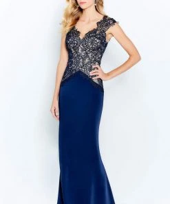 Cameron Blake By Mon Cheri - 120619 Embellished V-Neck Sheath Dress