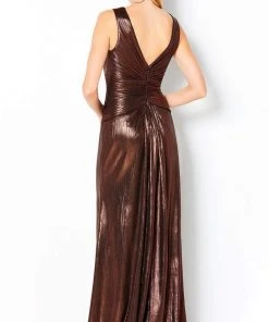 Cameron Blake By Mon Cheri - 220649 Metallic Shirred A-Line Dress