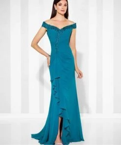 Cameron Blake By Mon Cheri - A-Line Gown 117602 - 1 Pc Teal In Size 8 Available