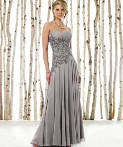Cameron Blake By Mon Cheri Ruched Strapless Sweetheart Beaded Gown