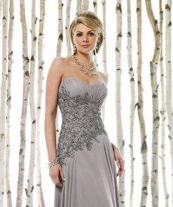 Cameron Blake By Mon Cheri Ruched Strapless Sweetheart Beaded Gown