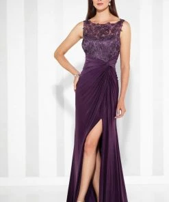 Cameron Blake By Mon Cheri Fit And Flare Gown 117613 - 1 Pc Eggplant In Size 4 And 1 Pc Royal Blue In Size 10 Available