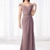 Cameron Blake By Mon Cheri Cameron Blake - Off Shoulder Pleated Chiffon Formal Gown 218626 - 1 Pc Blue Willow In Size 14 Available
