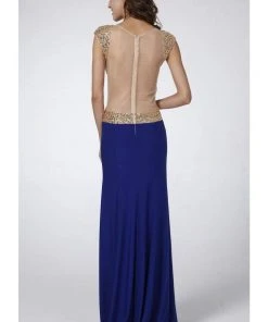 Cinderella Divine - 1547 Jeweled Cap Sleeve Illusion Gown