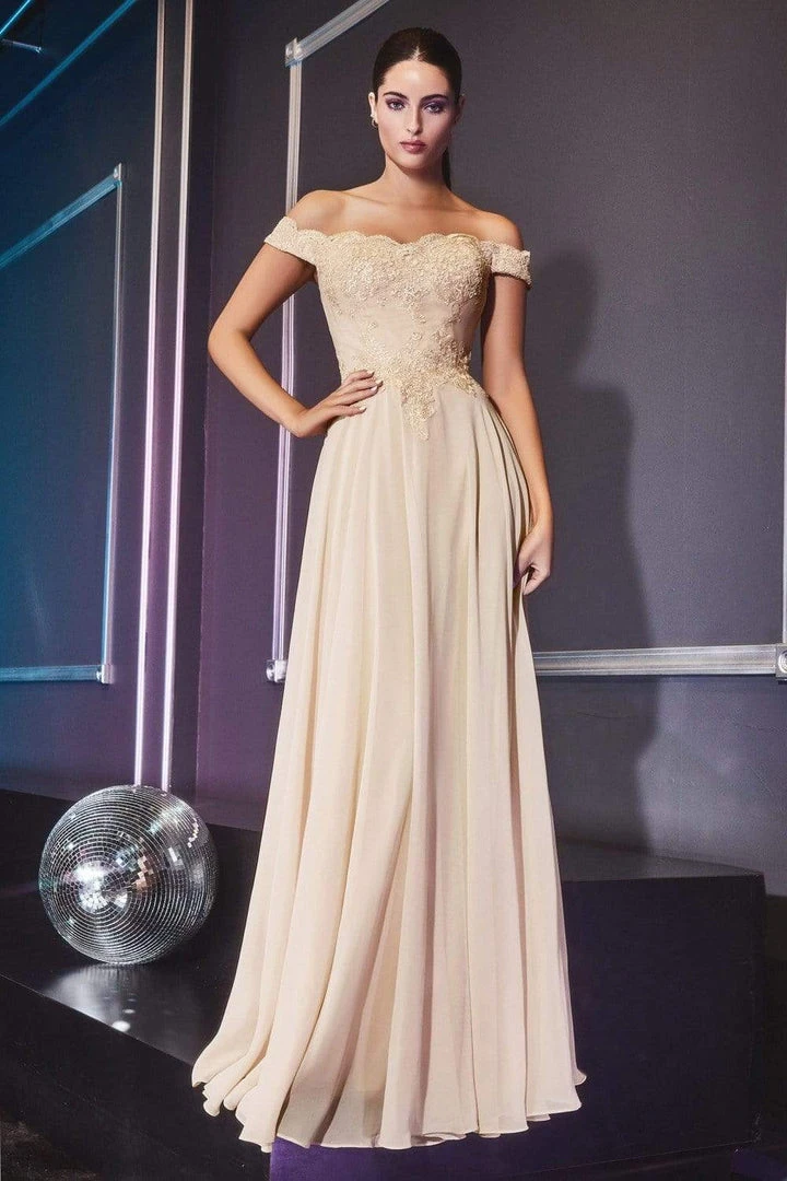 Cinderella Divine - 7258 Flowy Chiffon Lace Embellished A-Line Gown 7 Cinderella Divine - 7258 Flowy Chiffon Lace Embellished A-Line Gown
