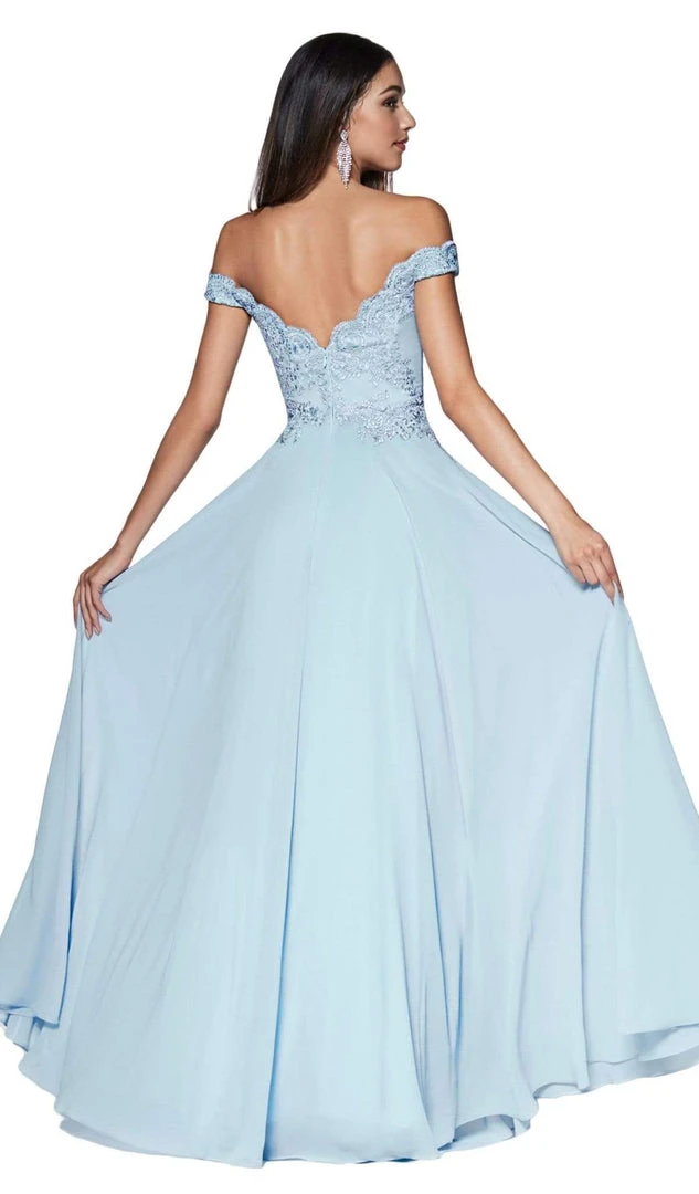 Cinderella Divine - 7258 Flowy Chiffon Lace Embellished A-Line Gown 22 Cinderella Divine - 7258 Flowy Chiffon Lace Embellished A-Line Gown