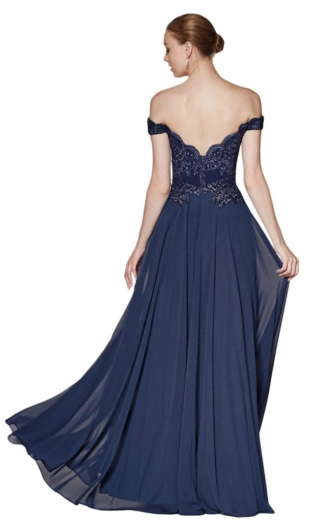 Cinderella Divine - 7258 Flowy Chiffon Lace Embellished A-Line Gown 25 Cinderella Divine - 7258 Flowy Chiffon Lace Embellished A-Line Gown