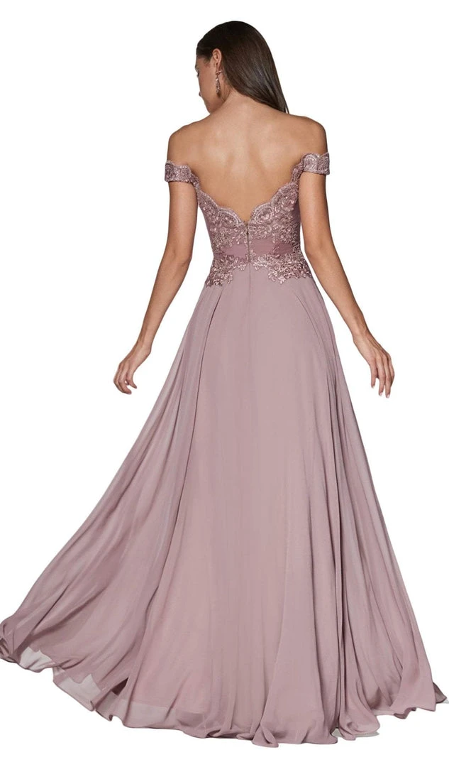 Cinderella Divine - 7258 Flowy Chiffon Lace Embellished A-Line Gown 18 Cinderella Divine - 7258 Flowy Chiffon Lace Embellished A-Line Gown