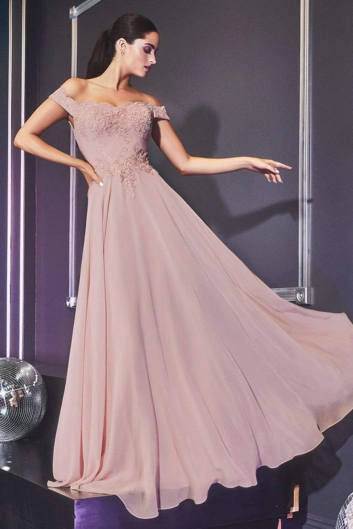 Cinderella Divine - 7258 Flowy Chiffon Lace Embellished A-Line Gown 15 Cinderella Divine - 7258 Flowy Chiffon Lace Embellished A-Line Gown