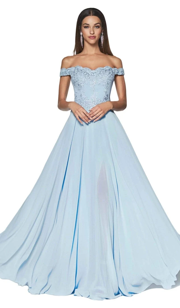 Cinderella Divine - 7258 Flowy Chiffon Lace Embellished A-Line Gown 21 Cinderella Divine - 7258 Flowy Chiffon Lace Embellished A-Line Gown
