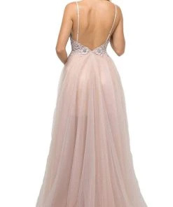 Cinderella Divine - Appliqued V-neck Tulle A-line Dress 10 Cinderella Divine - Appliqued V-neck Tulle A-line Dress